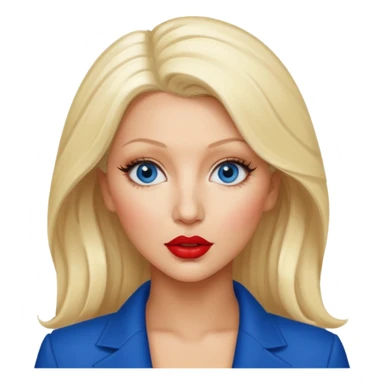 Christina Aguilera blonde hair, blue eyes, red lip sticker