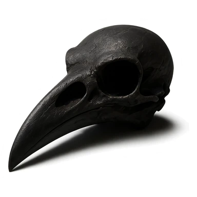 realistic goth black crow skull, highly detailed sticker