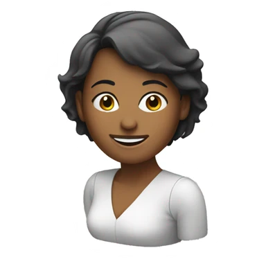 woman smiling at the computer sticker