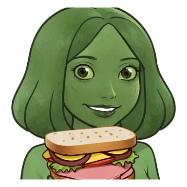 kawaii girl with spam meat sandwich  sticker