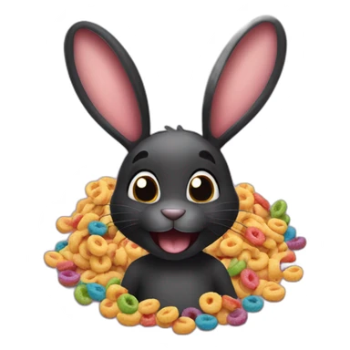 Black rabbit eat frootloops sticker