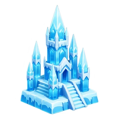 ice palace object icon, crystal ice palace, tall icy towers, transparent blue ice walls, sparkling details, soft glow, 3D cartoon, mobile game icon style, centered, clean background, soft shadow, no text, no watermark



 sticker