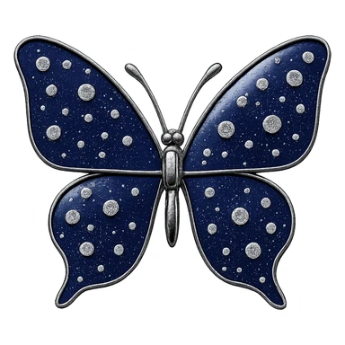 single deep blue butterfly, navy blue enamel, sparkling gems sticker