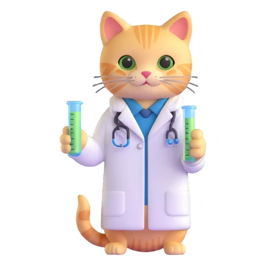 cat scientist holding a test tube sticker