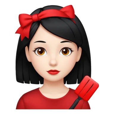  girl with black hair and red color hairclip sticker
