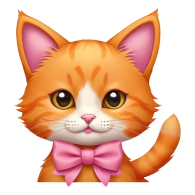 orange kitten with a pink bow very cute sticker