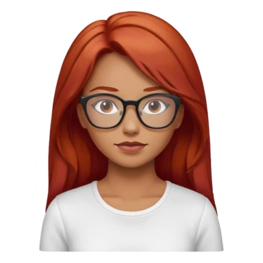 rizada peli roja tono fuerte , trigueña , con lentes y top blanco pelo largo  sticker