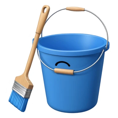 Bucket and brush for cleaning sticker