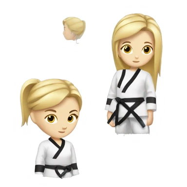 taekwondo girl with black belt  blonde hair and boe staf sticker