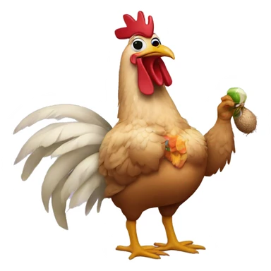 Chicken smoking wearing a coconut bra and crocs sticker