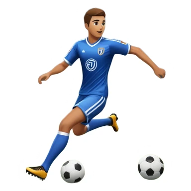 An icon representing sports gaming, inspired by EA Sports FC 25. The design features a dynamic soccer player kicking a ball, with a digital scoreboard in the background. Bright stadium lights illuminate the action, capturing the thrill of the game. Transparent background sticker
