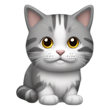 Chat poil avec ligne gris et blanc sticker