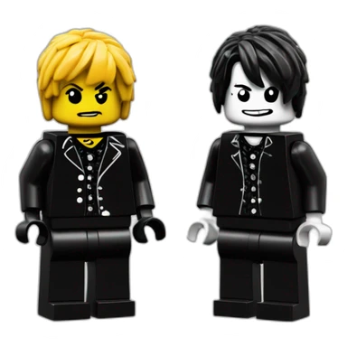 A Lego minifig of an emo band sticker
