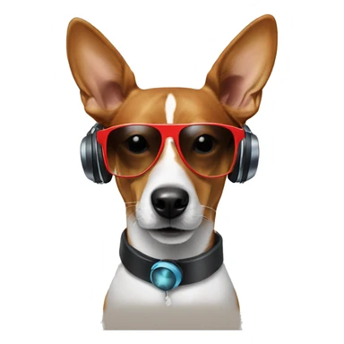 Dog basenji in sunglasses and headphones  sticker