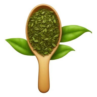 spoon with chopped tea leaf sticker