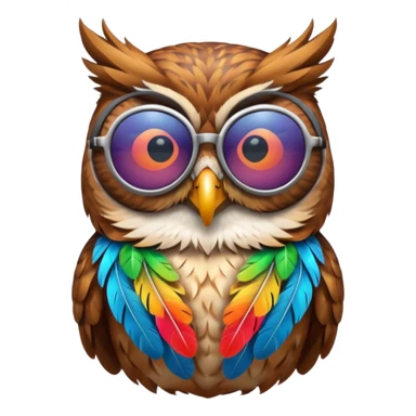 colorful silent owl wearing sunglasses sticker