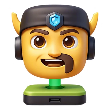 Clash of Clans aesthetic: Cinematic Playful Kinect Sensor Portrait Emoji, rendered in a 3D vector-style similar to standard emojis with minimal shading and bold, simplified shapes. A compact, distinct form with signature details, softly glowing with a modern gaming energy charm. Simplified yet unmistakably iconic, highly detailed and consistent, glowing with a soft radiance and high shine. Stylized with a touch of next-gen innovation and a soft glowing outline, capturing the essence of a beloved gaming relic with a friendly, playful manner! sticker