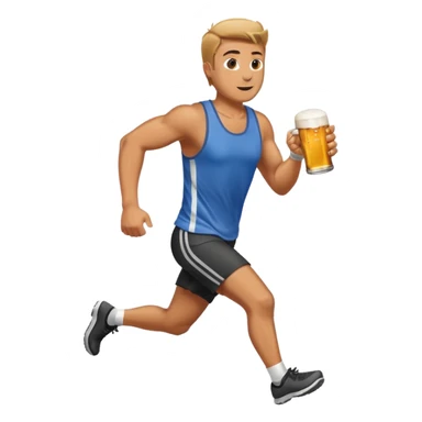 man running with a beer sticker