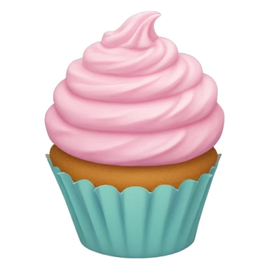 pastel pink cupcake, with colorful frosting sticker