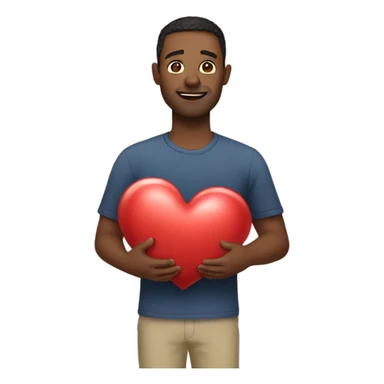 Father holds big heart sticker