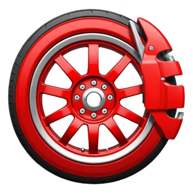 Car wheel emoji with red brake caliper sticker