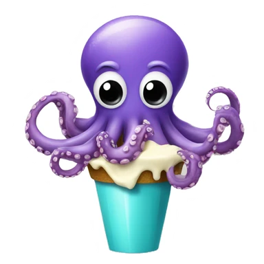 OCTOPUS EATING ICECREAM sticker