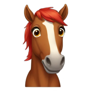 funny brown horse with red hair sticker