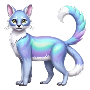 Colorful dark tropical iridescent pastel white glorious divine exotic cute cool beautiful shiny beautiful fantasy-caracal-civet-genet-sergal-vernid-Gryphon-Cacomistle-Trico-oncilla-animal-Fakémon-hybrid-fursona (full body) sticker