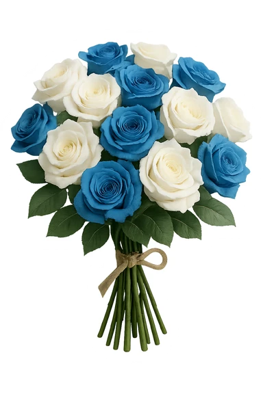 bouquet of white and blue roses , remove background sticker