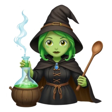 green witch cooking potion sticker