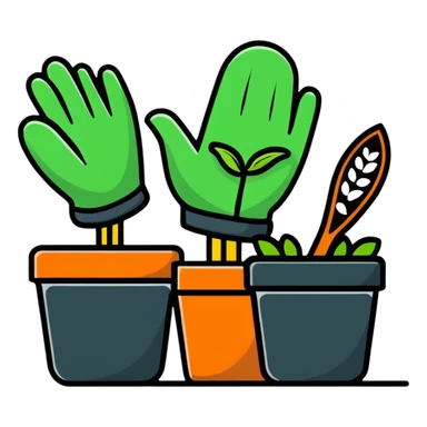 gardening gloves seeds and plant pots sticker