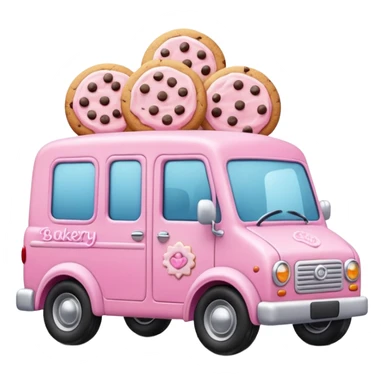 Cute pink bakery delivery vehicle cookies sticker