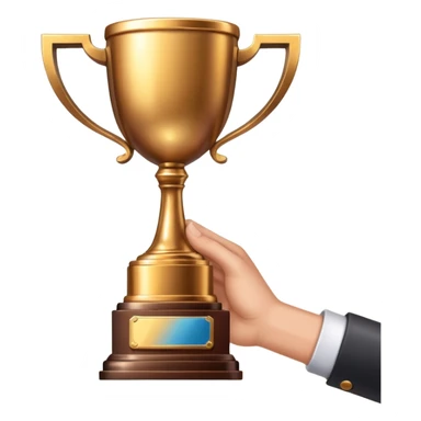 hand holding trophy sticker