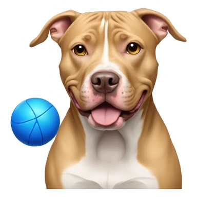 Tan pitbull with blue ball sticker