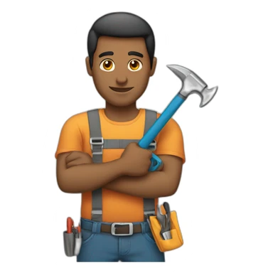 A man holds tools sticker