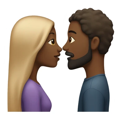 couple kissing, black woman and tan man with striaght hair and beard  sticker