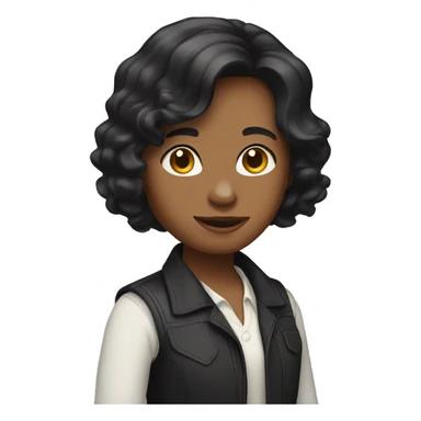 person standing emoji but it’s a girl with shoulder length wavy black hair sticker