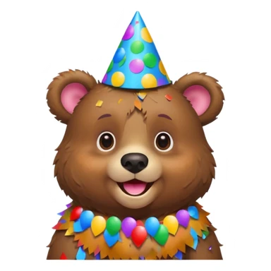 Partying bear cub with confetti  sticker