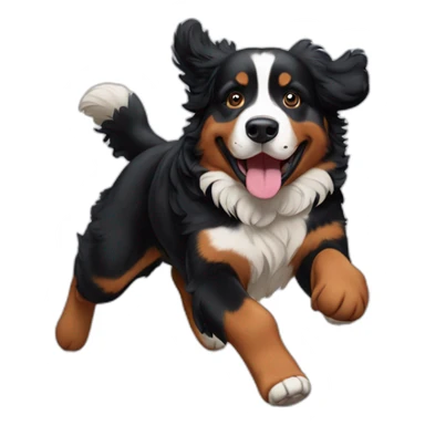 bernese mountain dog jumping between 3 threes sticker