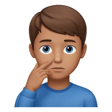 boy thinking with one hand on his chin sticker