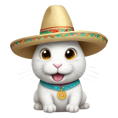 White rabbit with sombrero sticker