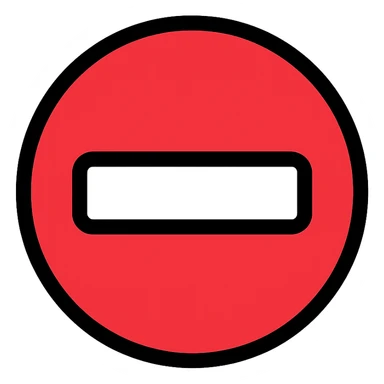 modern style stop icon, red circle with white horizontal stripe, no text sticker