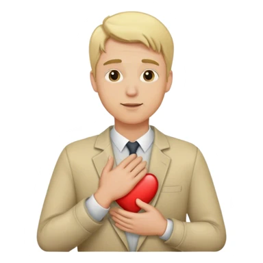 a blonde man put his hand on his heart sticker