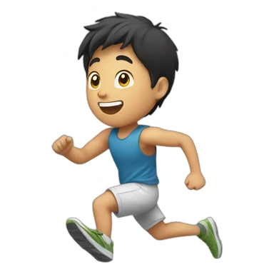 asian boy running fast sticker