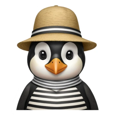 penguin wearing gondolier striped shirt and hat sticker