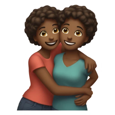 Sisters hugging with fireworks sticker