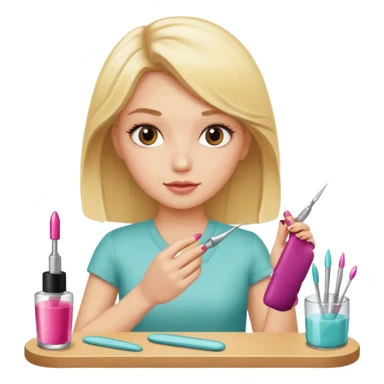Blondie girl making nails sticker