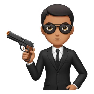 secret agent black suit, gun sticker