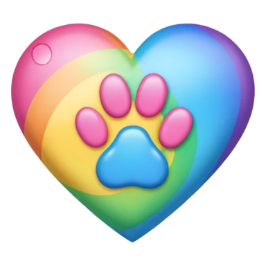 heart with a paw print and a rainbow sticker