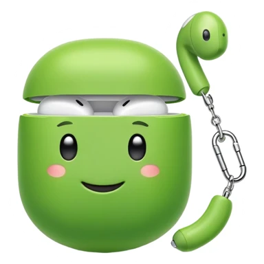 smiling cute green pea wearing airpods sticker